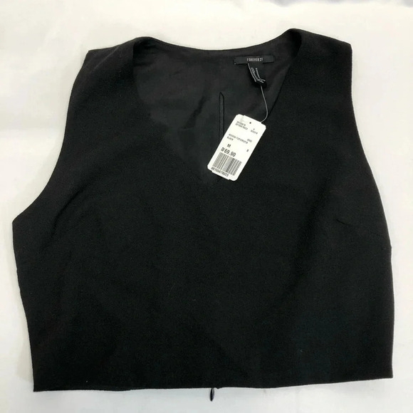 Forever 21 black v-neck crop top m - Picture 3 of 6